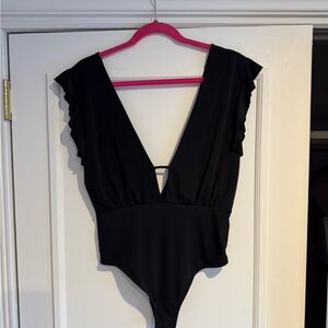 Black Ruffle Sleeve Bodysuit